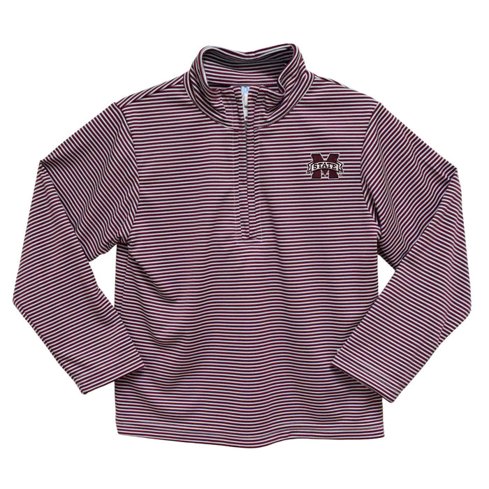 Mississippi State Bulldogs Embroidered Maroon Stripes Quarter Zip Pullover