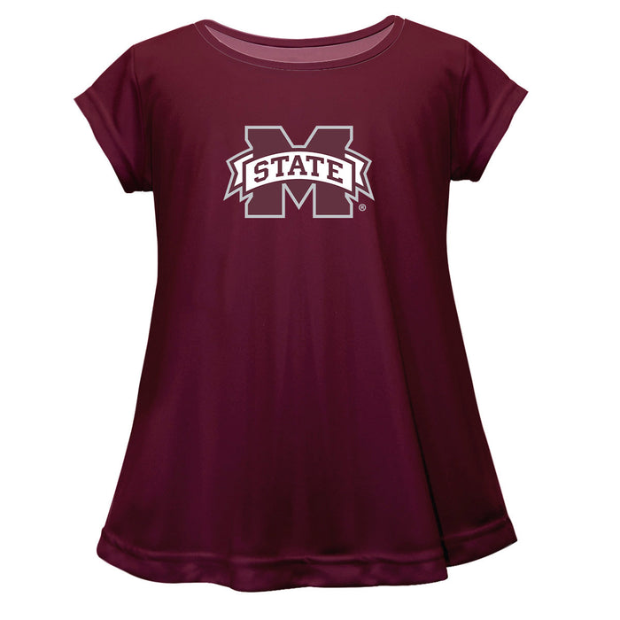 Mississippi State Short Sleeve Youth Cotton Top Maroon