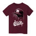Mississippi State Bulldogs Original Dripping Baseball Helmet Maroon T-Shirt Cotton by Vive La Fete