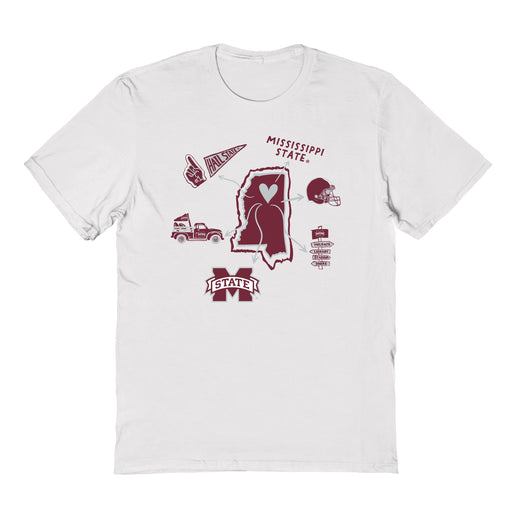 Mississippi State Bulldogs Hand Sketched Vive La Fete Impressions Icones Kids White T-shirt