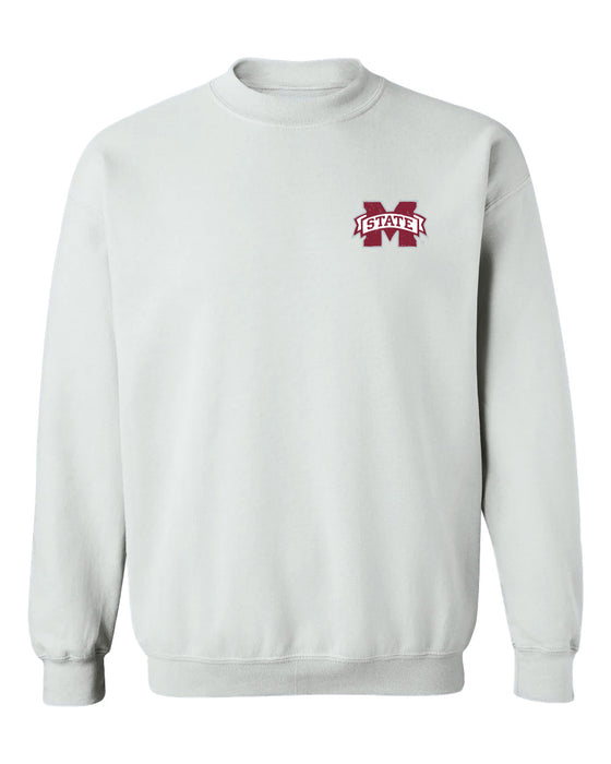 Mississippi State Bulldogs Hand Sketched Vive La Fete Impressions White Crew Neck Sweatshirt for Women
