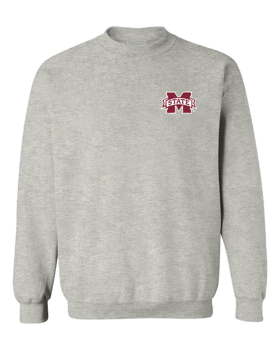 Mississippi State Bulldogs Hand Sketched Vive La Fete Impressions Gray Crew Neck Sweatshirt for Women