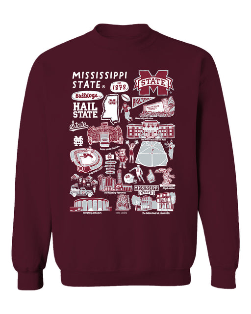 Mississippi State Bulldogs Vive La Fete Impressions Maroon Cotton Crewneck Sweatshirt for Women