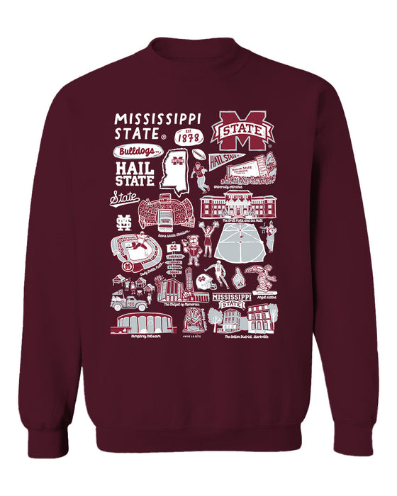 Mississippi State Bulldogs Vive La Fete Impressions Maroon Cotton Crewneck Sweatshirt for Women