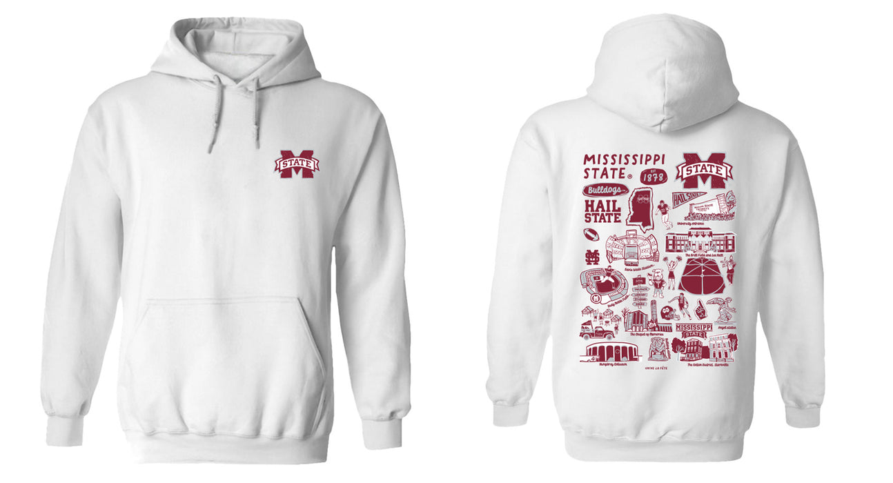 Mississippi State Bulldogs Hand Sketched Vive La Fete Impressions Maroon Hoodies for Women - Vive La Fête - Online Apparel Store