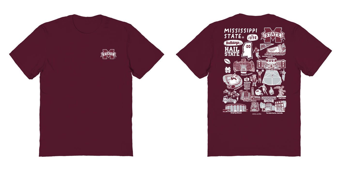 Mississippi State Bulldogs Vive La Fete Impressions Artwork Maroon Womens Cotton Tshirt - Vive La Fête - Online Apparel Store