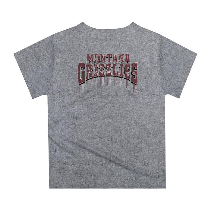 University of Montana Grizzlies Original Dripping Football Heather Gray T-Shirt by Vive La Fete - Vive La Fête - Online Apparel Store