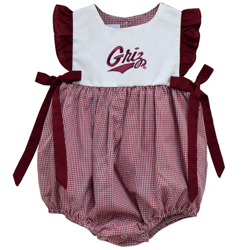 University of Montana Grizzlies Embroidered Maroon Gingham Girls Bubble