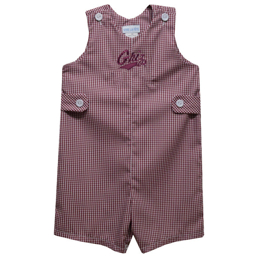 University of Montana Grizzlies Embroidered Maroon Gingham Boys Jon Jon