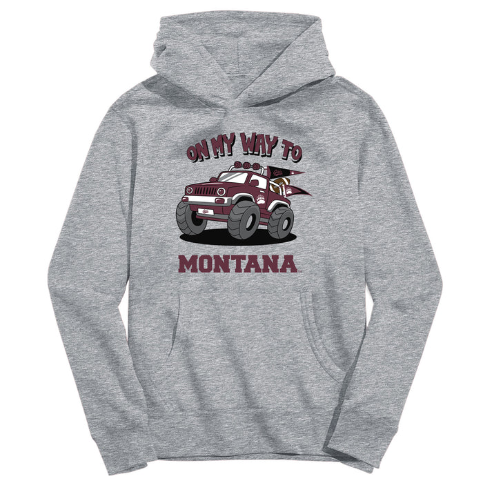 University of Montana Grizzlies On My Way Monster Truck Heather Grey Cotton Youth Hoodie