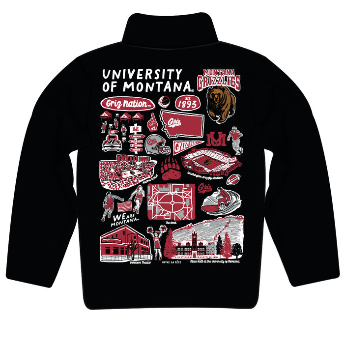 University of Montana Grizzlies Hand Sketched Vive La Fete Impressions Artwork  Black Boys Quarter Zip Pullover V1 - Vive La Fête - Online Apparel Store