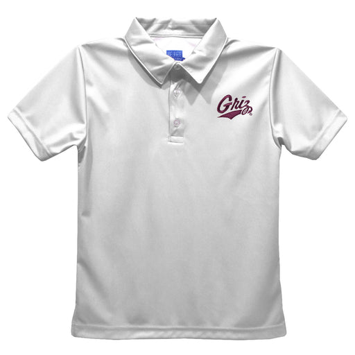 University of Montana Grizzlies Embroidered White Short Sleeve Polo Box Shirt