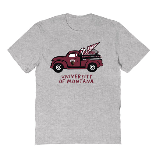 University of Montana Grizzlies Hand Sketched Vive La Fete Impressions Truck Kids Grey Cotton T-shirt