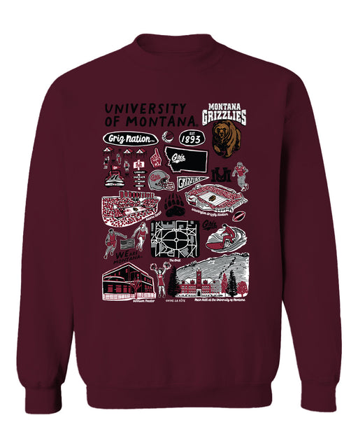 University of Montana Grizzlies Vive La Fete Impressions Maroon Cotton Crewneck Sweatshirt for Women