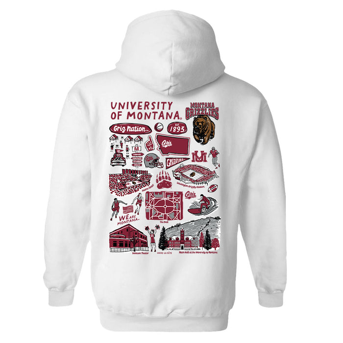 University of Montana Grizzlies Hand Sketched Artwork Cotton Fleece Women Hoodie - Vive La Fête - Online Apparel Store