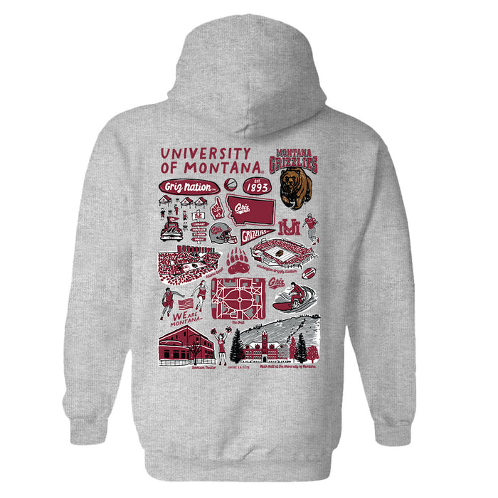 University of Montana Grizzlies Hand Sketched Artwork Cotton Fleece Women Hoodie - Vive La Fête - Online Apparel Store