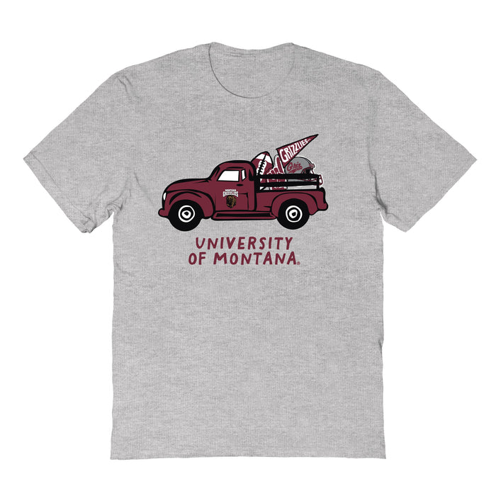 University of Montana Grizzlies Hand Sketched Vive La Fete Impressions Truck Grey T-shirt for Women