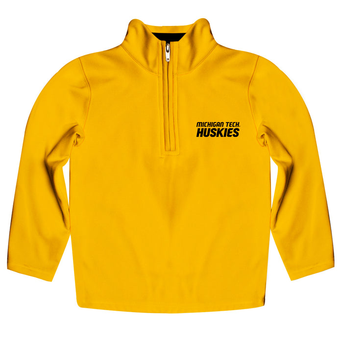 Michigan Tech Huskies MTU Vive La Fete Game Day Solid Gold Quarter Zip Pullover Sleeves