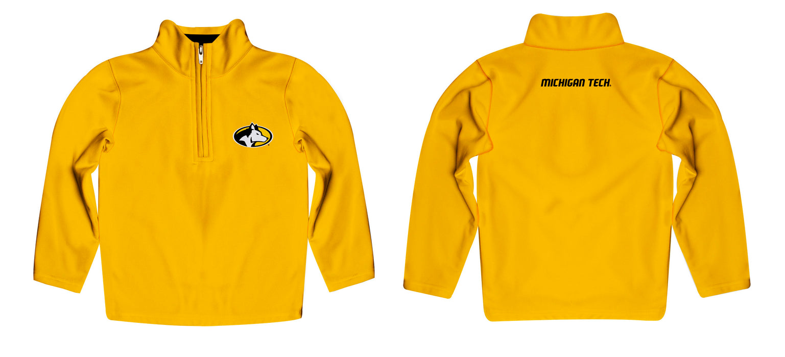 Michigan Tech Huskies Vive La Fete Logo and Mascot Name Womens Gold Quarter Zip Pullover - Vive La Fête - Online Apparel Store