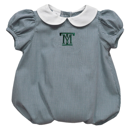 Montana Tech Orediggers Embroidered Hunter Green Gingham Girls Baby Bubble Short Sleeve