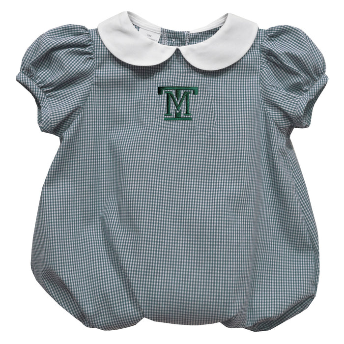 Montana Tech Orediggers Embroidered Hunter Green Gingham Girls Baby Bubble Short Sleeve