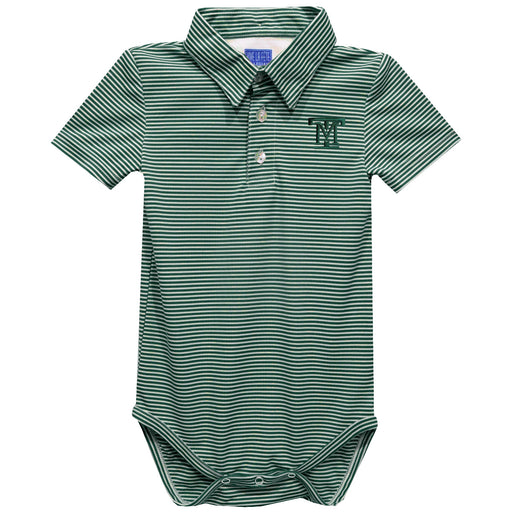 Montana Tech Orediggers Embroidered Hunter Green Stripe Knit Boys Polo Bodysuit