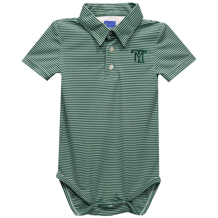 Montana Tech Orediggers Embroidered Hunter Green Stripe Knit Boys Polo Bodysuit