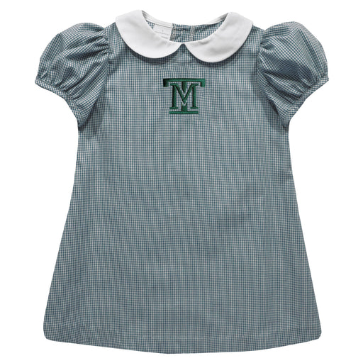 Montana Tech Orediggers Embroidered Hunter Green Gingham Short Sleeve A Line Dress