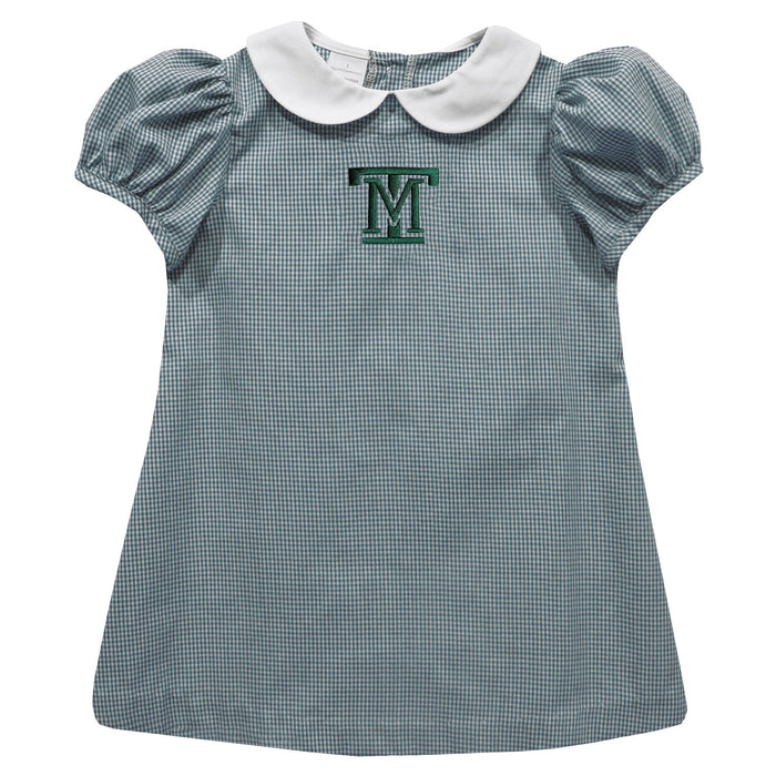 Montana Tech Orediggers Embroidered Hunter Green Gingham Short Sleeve A Line Dress