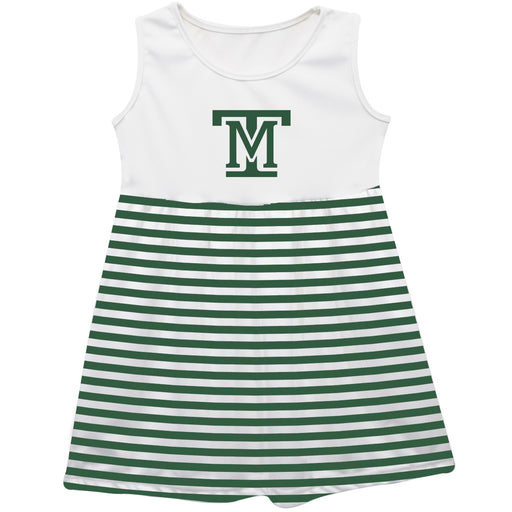 Montana Tech Orediggers Vive La Fete Girls White Sleeveless Tank Dress Green Stripes on Skirt