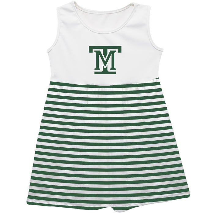 Montana Tech Orediggers Vive La Fete Girls White Sleeveless Tank Dress Green Stripes on Skirt