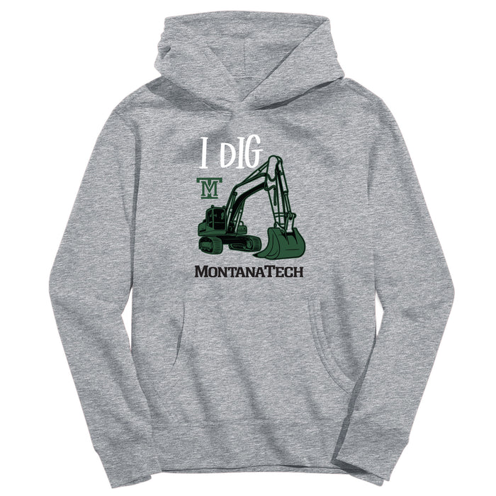 Montana Tech Orediggers Vive La Fete Excavator Grey Cotton Hoodie