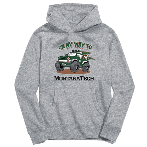 Montana Tech Orediggers Vive La Fete On My Way Monster Truck Grey Cotton Hoodie