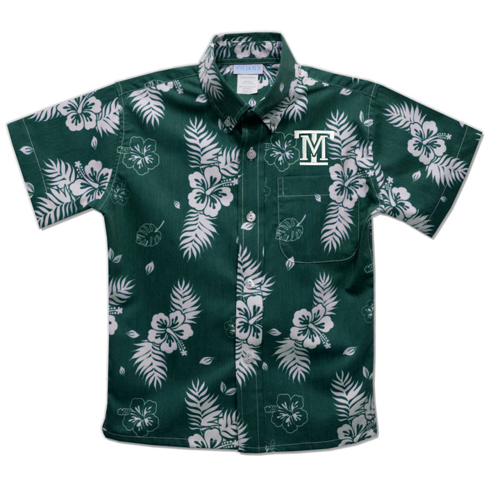 Montana Tech Orediggers Embroidered Hunter Green Hawaiian Short Sleeve Button Down Shirt