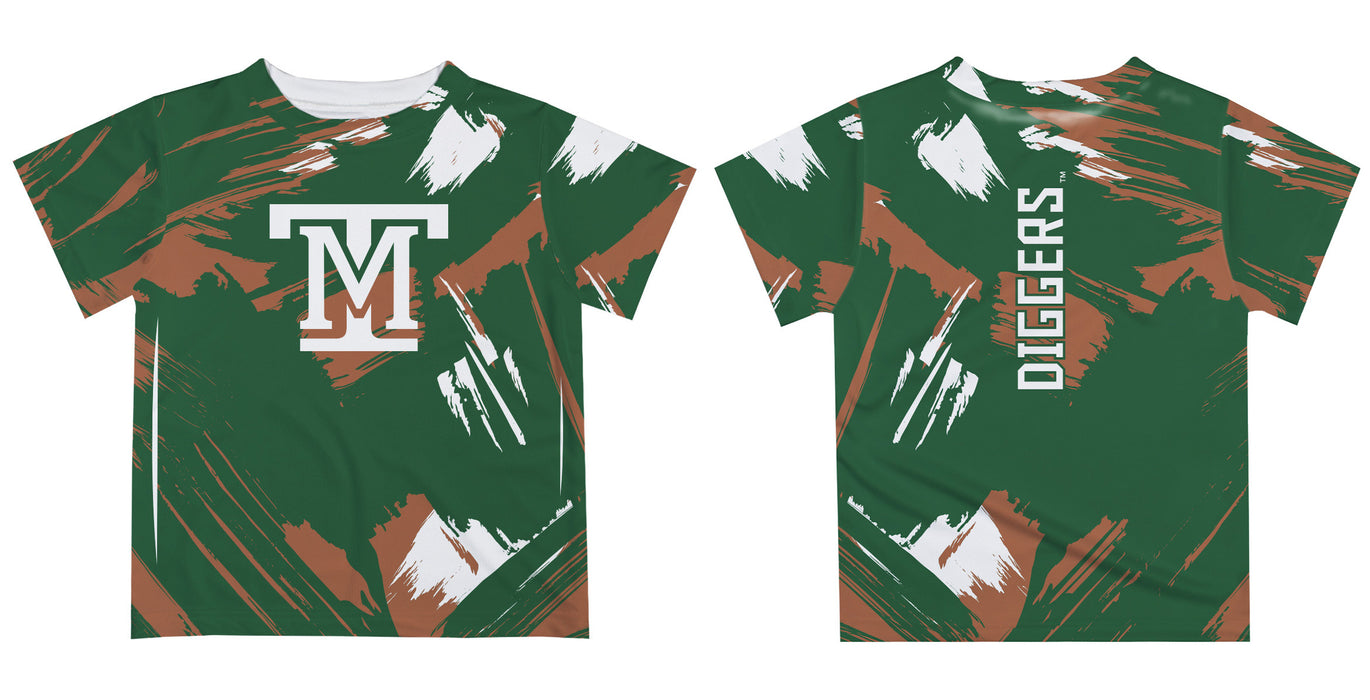 Montana Tech Orediggers Vive La Fete Boys Game Day Green Short Sleeve Tee Paint Brush