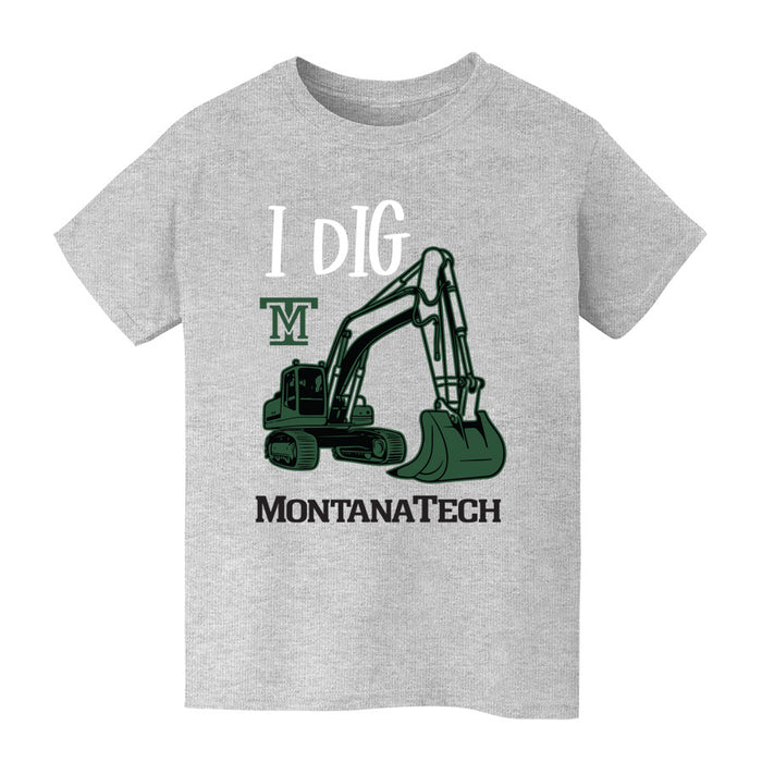 Montana Tech Orediggers Vive La Fete Excavator Grey Cotton Short Sleeve Tee