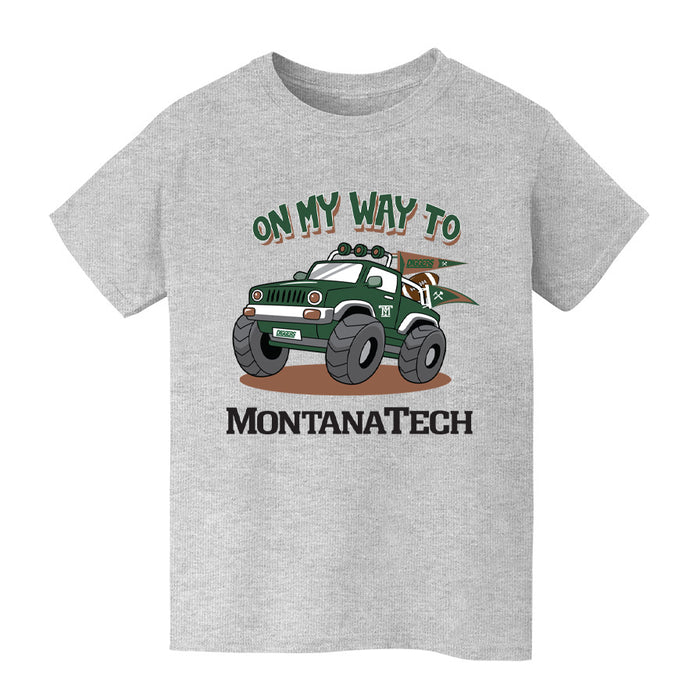 Montana Tech Orediggers Vive La Fete On My Way Monster Truck Grey Cotton Short Sleeve Tee