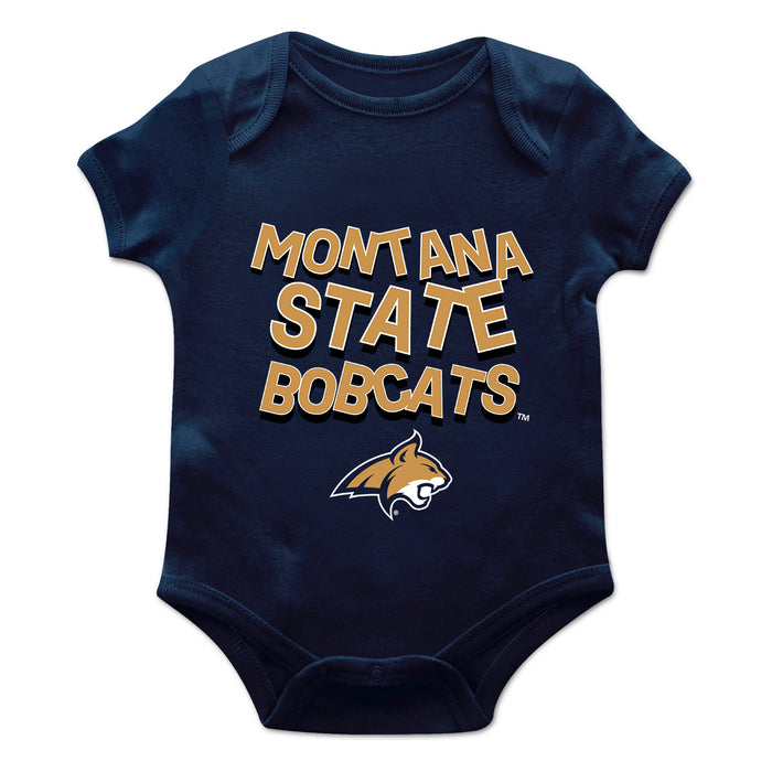 Montana State Bobcats MSU Vive La Fete Infant Game Day Navy Short Sleeve Bodysuit