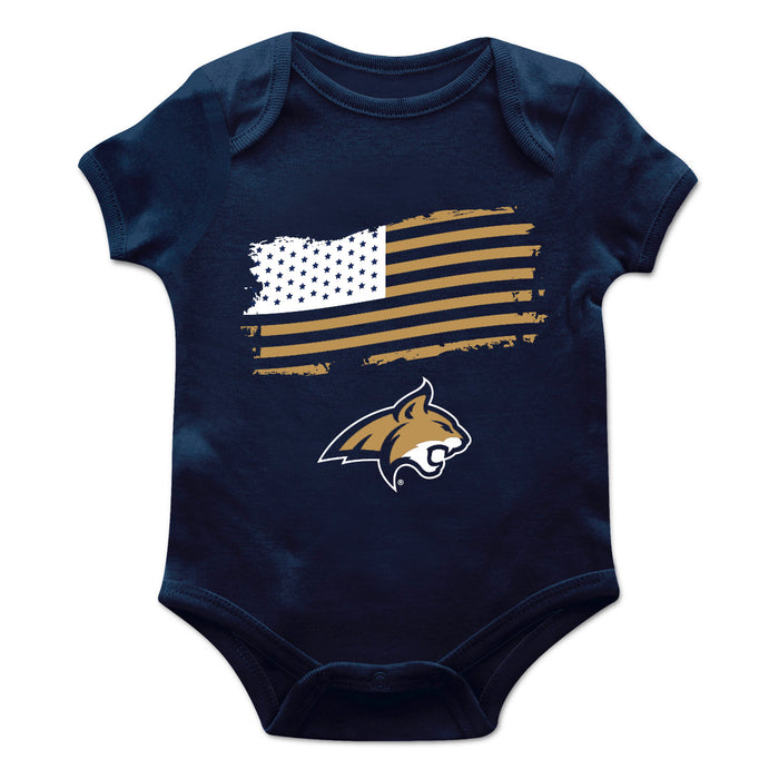 Montana State Bobcats MSU Vive La Fete Infant Game Day Navy Short Sleeve Bodysuit