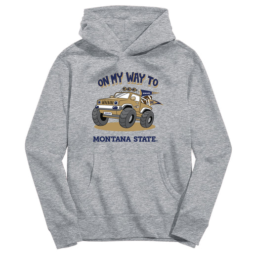 Montana State Bobcats MSU On My Way Monster Truck Heather Grey Cotton Youth Hoodie