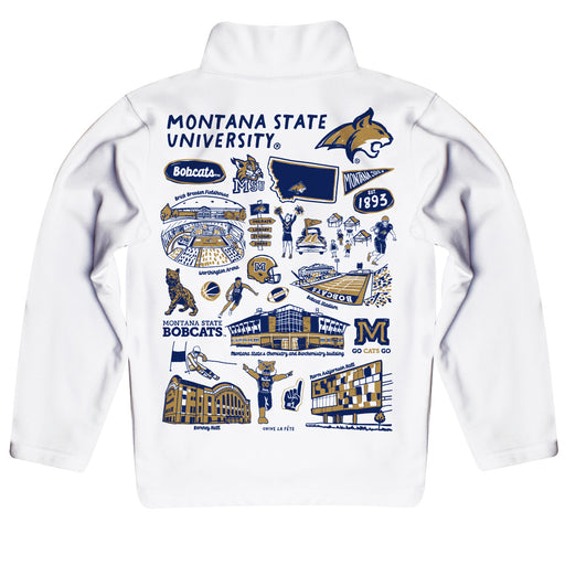Montana State Bobcats MSU Hand Sketched Vive La Fete Impressions Artwork  White Boys Quarter Zip Pullover V1 - Vive La Fête - Online Apparel Store