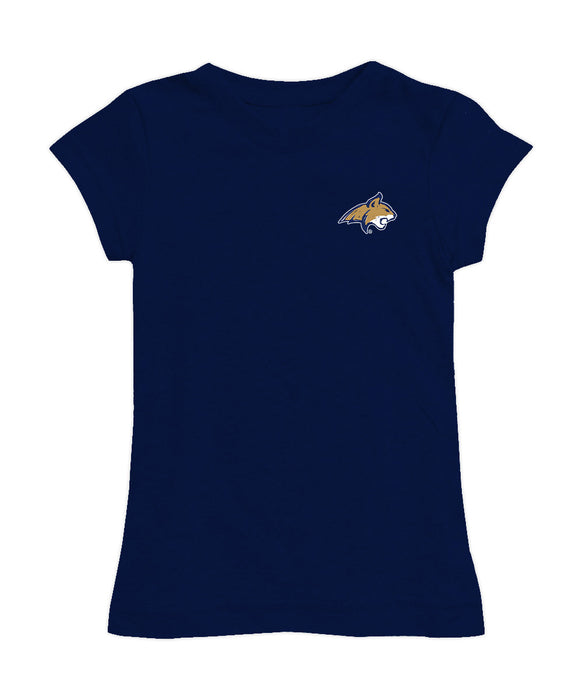Montana State Bobcats MSU Hand Sketched Vive La Fete Impressions Artwork Navy Girls Cotton Short Sleeve Tee
