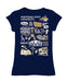 Montana State Bobcats MSU Hand Sketched Vive La Fete Impressions Artwork Navy Girls Cotton Short Sleeve Tee - Vive La Fête - Online Apparel Store