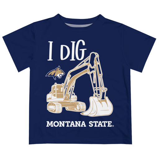 Montana State Bobcats MSU Vive La Fete Excavator Boys Game Day Blue Short Sleeve Tee
