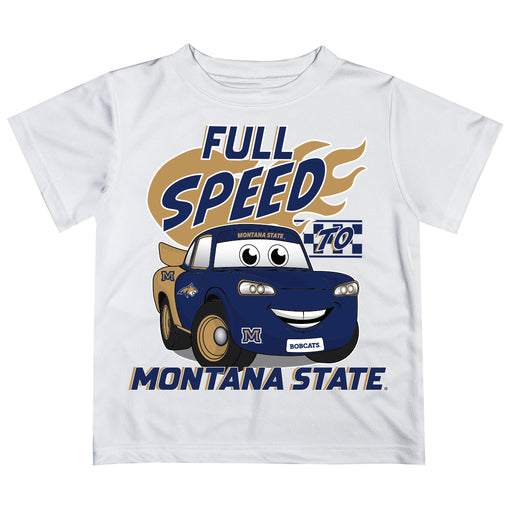 Montana State Bobcats MSU Vive La Fete Toy Racing Car Boys Game Day White Short Sleeve Tee