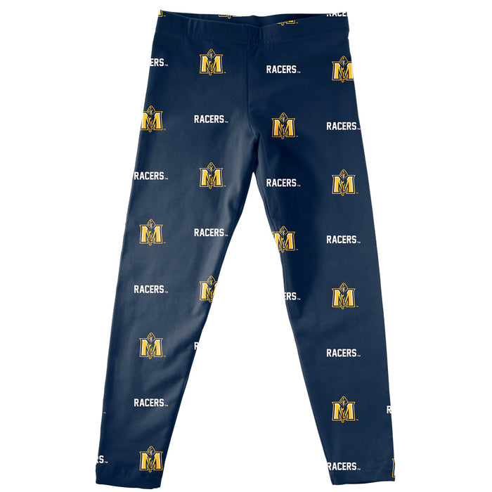 Murray State Racers Vive La Fete Girls Game Day All Over Two Logos Elastic Waist Classic Play Blue Leggings Tights