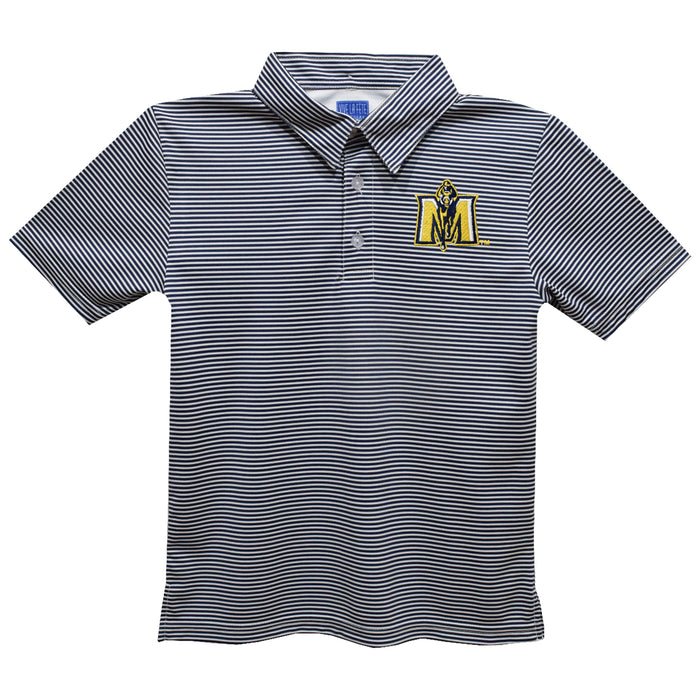 Murray State Racers Embroidered Navy Stripes Short Sleeve Polo Box Shirt