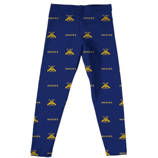 North Carolina A&T Aggies Vive La Fete Girls Game Day All Over Logo Elastic Waist Classic Play Blue Leggings Tights