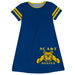 North Carolina A&T Aggies Vive La Fete Girls Game Day Short Sleeve Blue A-Line Dress with large Logo
