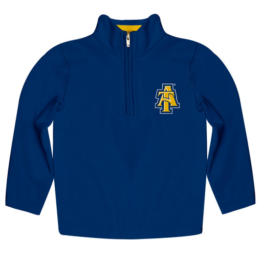 North Carolina A&T Aggies Vive La Fete Game Day Solid Blue Quarter Zip Pullover Sleeves